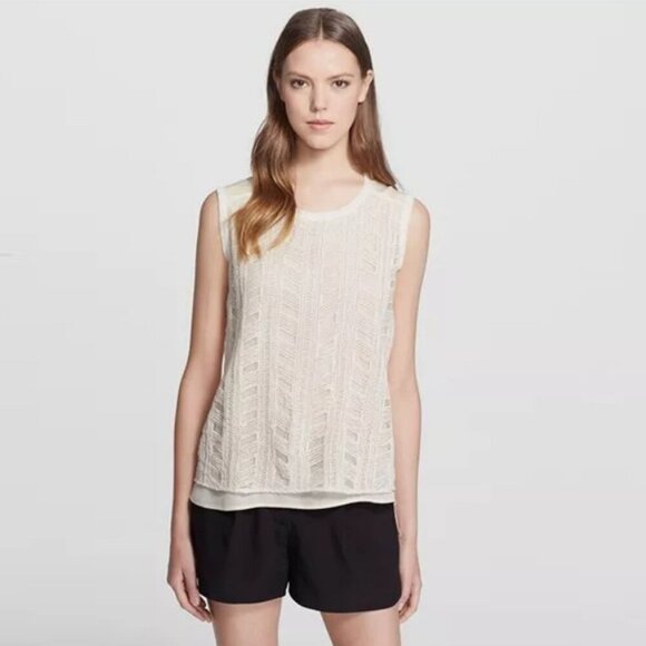 VINCE VINCE Off White SILK Textured Blouse Top No Size Tag Check Measurements - Picture 1 of 10